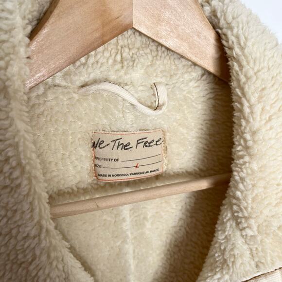 Free People We The Free Etta Sherpa Vest Womens Large Cream Belted Oversized - Picture 6 of 15